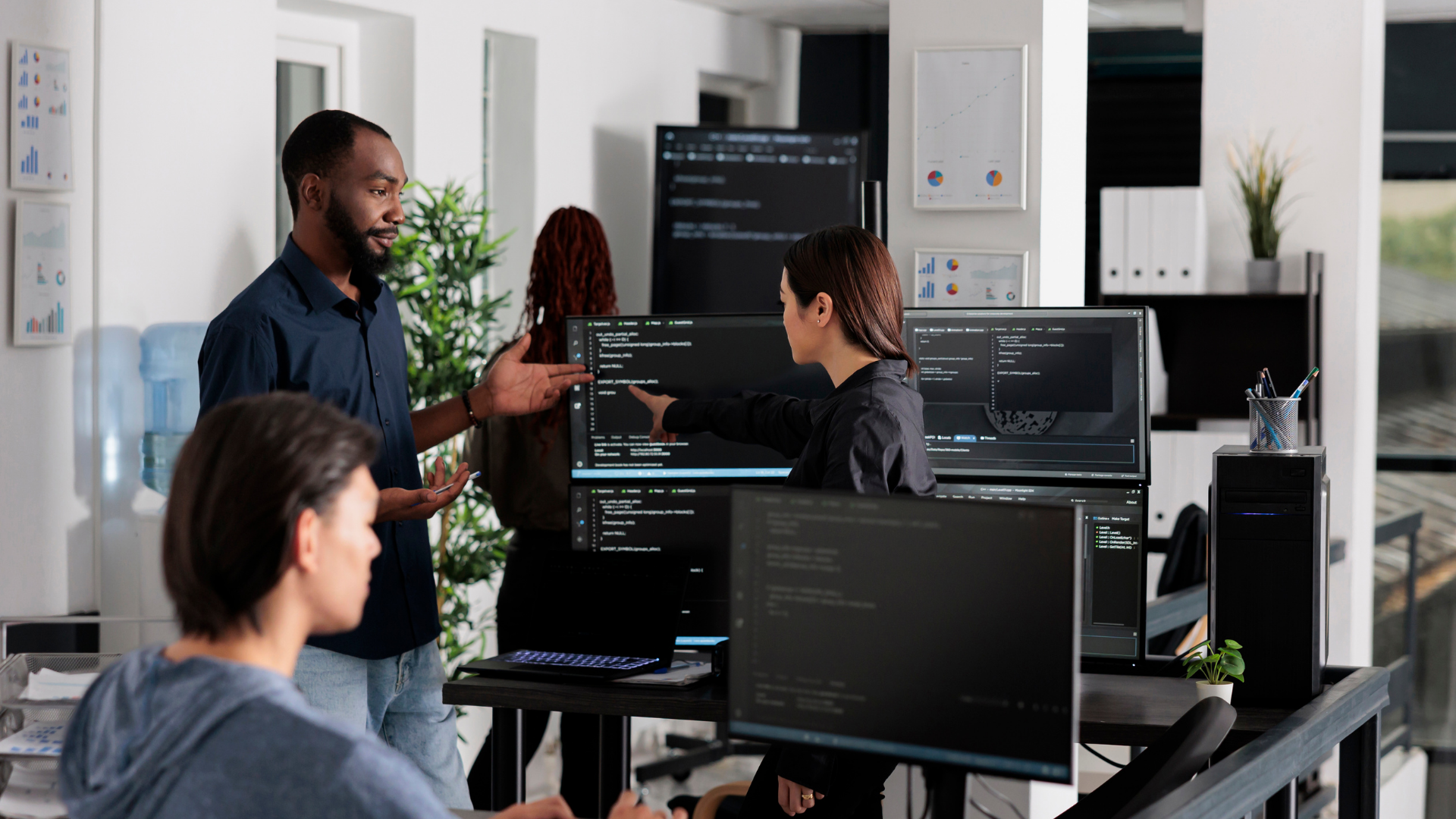 A high performing team working on technology solutions