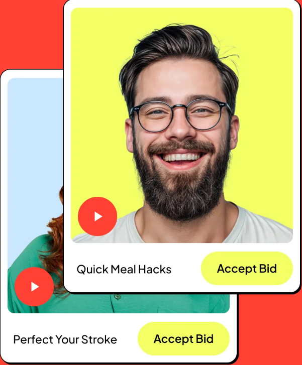 Curastory creator campaign interface displaying creator profile cards
