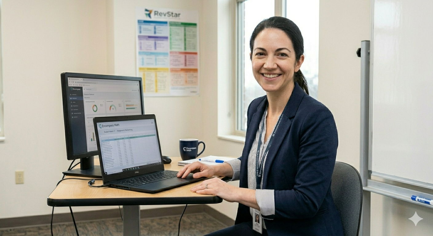 Teacher using educational analytics