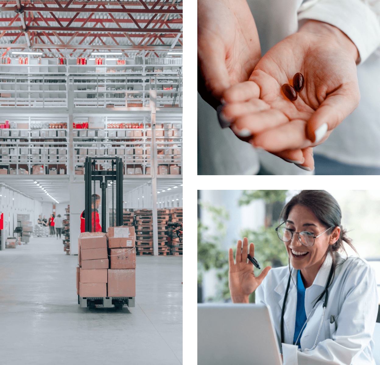 Collage of office working professionals discussing stocks