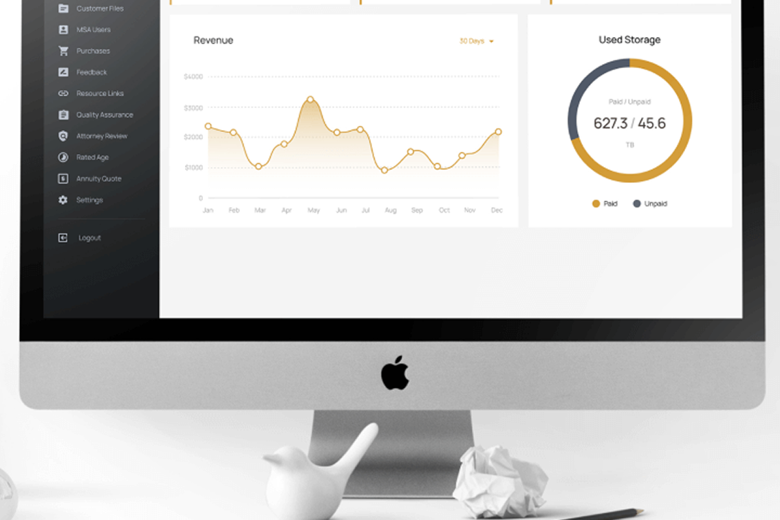 iMac desktop displaying MSA Settlements' new modern web portal interface.